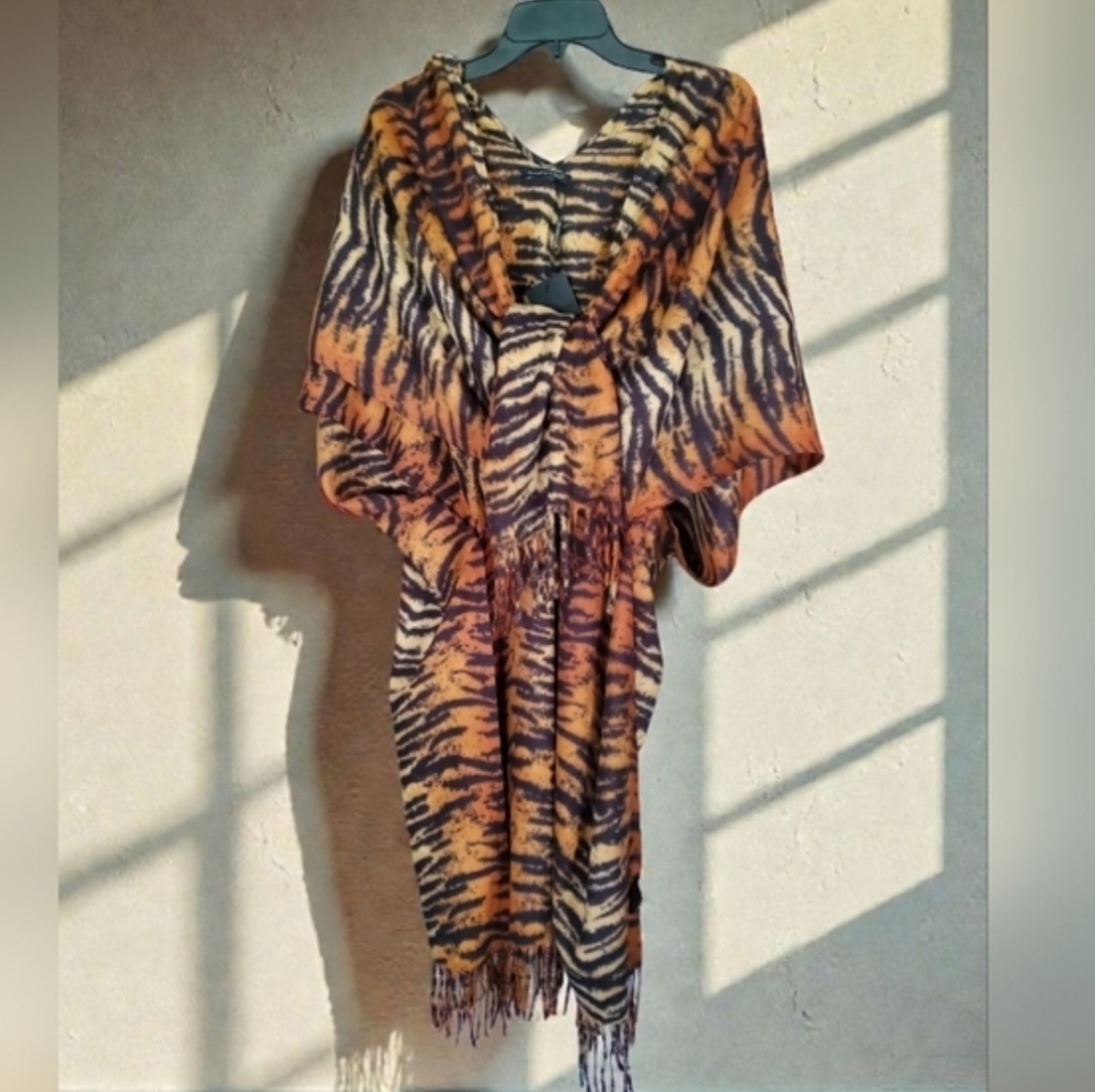 Tiger Print Ruana - Warm & Fuzzy Wrap